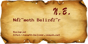 Németh Belizár névjegykártya